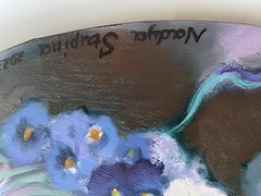 "Flower round dance 3" Round canvas. Original floral oil painting . Wall decor