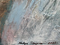 «Flowers of silence» Original large semi-abstract painting. Home decor