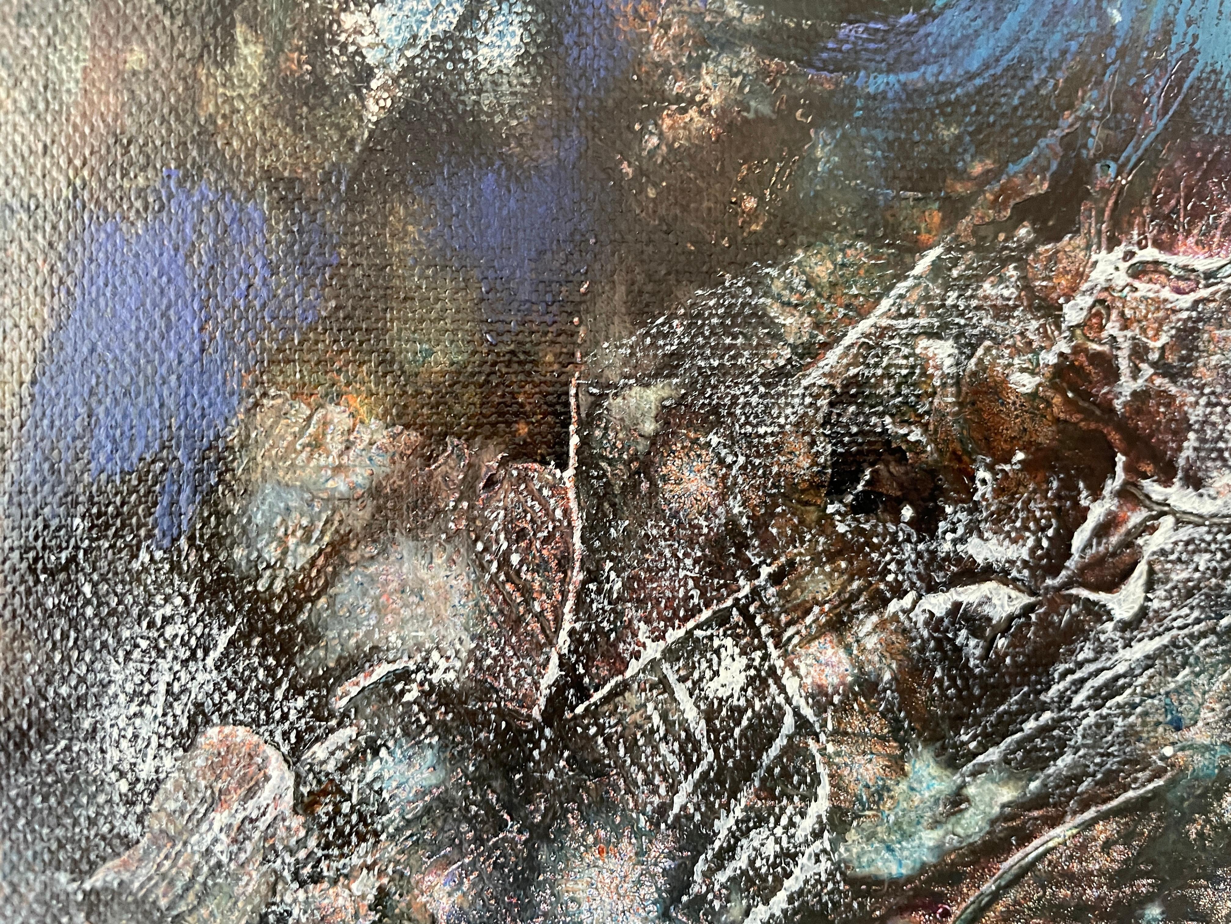 “Forest of mystical dreams “ Original semi-abstract landscape painting. Large - Contemporary Painting by Nadezda Stupina