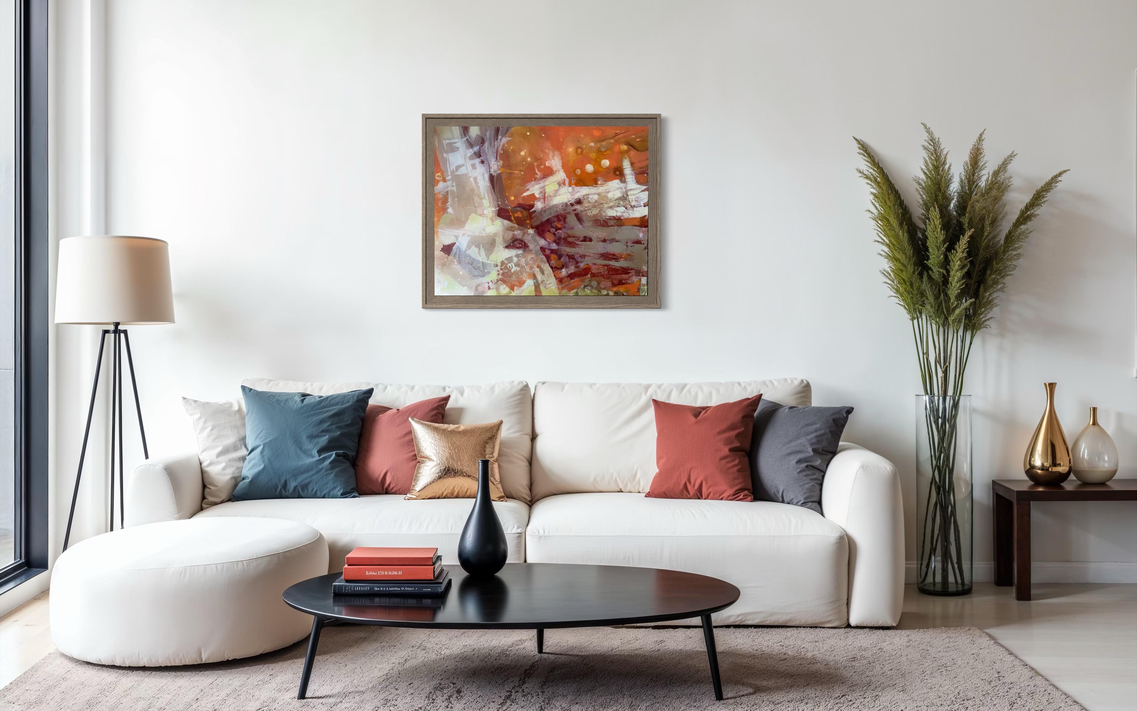 «Foxnews» Original abstract painting. Large horizontal. Warm shades. Home decor For Sale 12