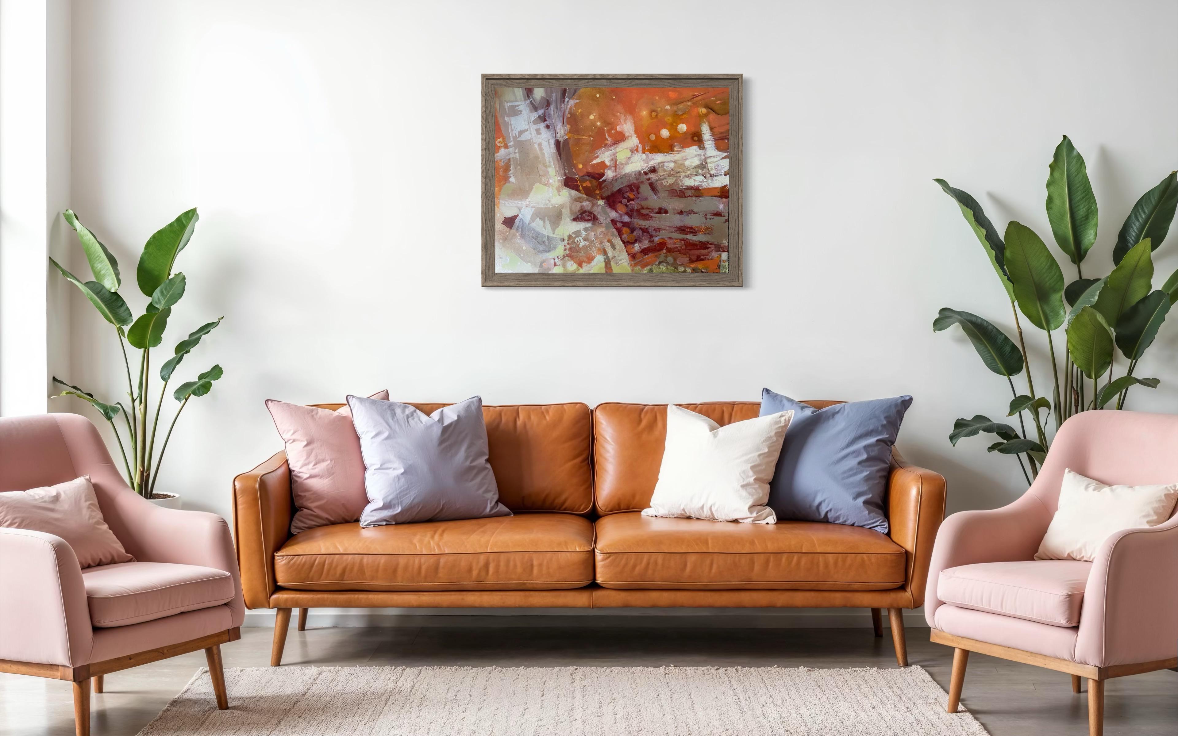 «Foxnews» Original abstract painting. Large horizontal. Warm shades. Home decor For Sale 14