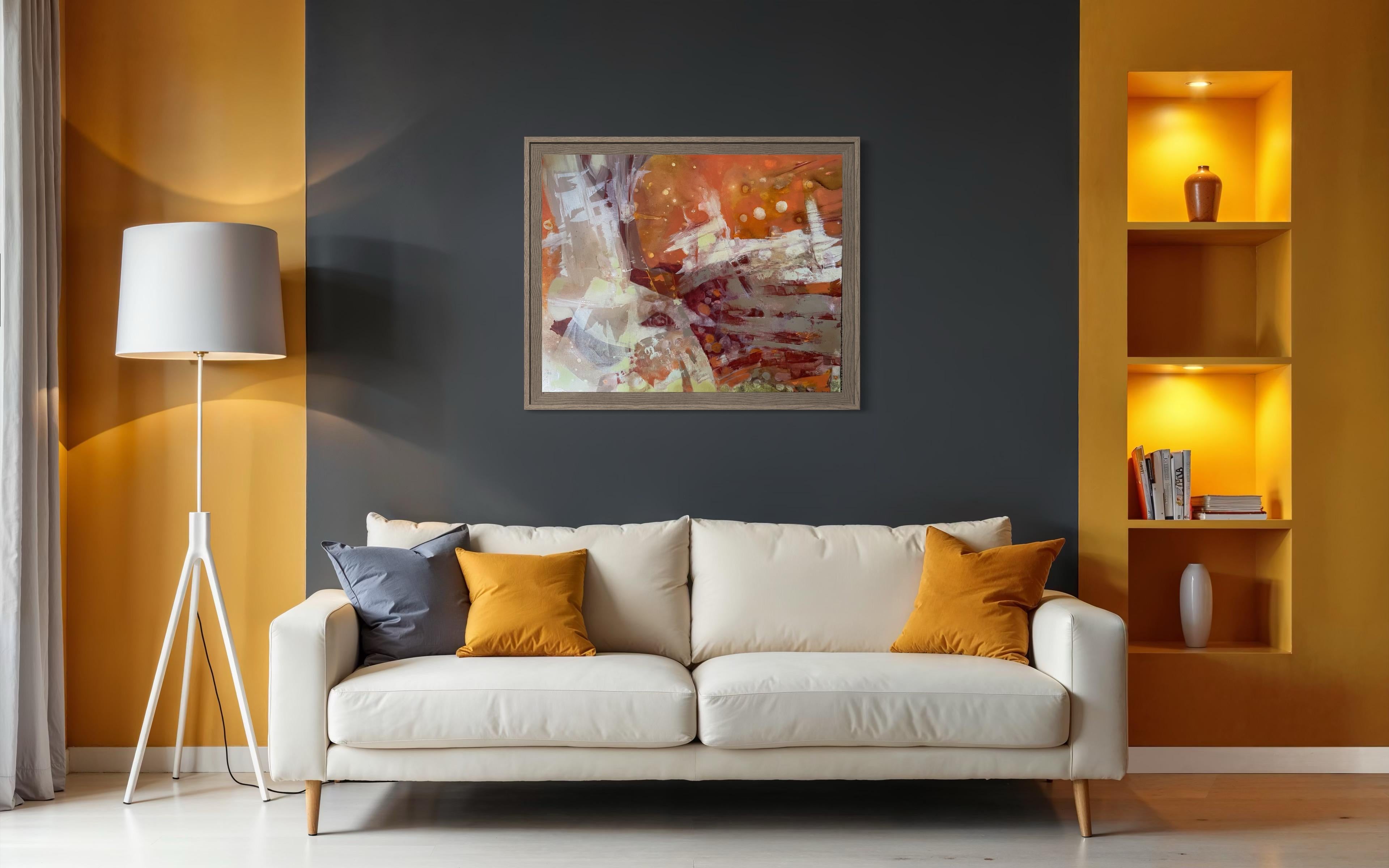 «Foxnews» Original abstract painting. Large horizontal. Warm shades. Home decor For Sale 15