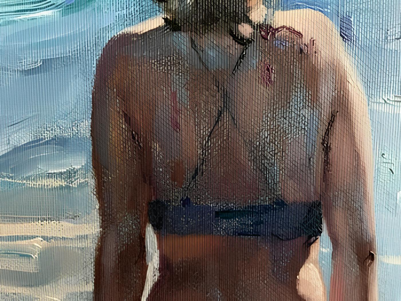 Girl&Sea - Post-Impressionist Painting by Nadezda Stupina