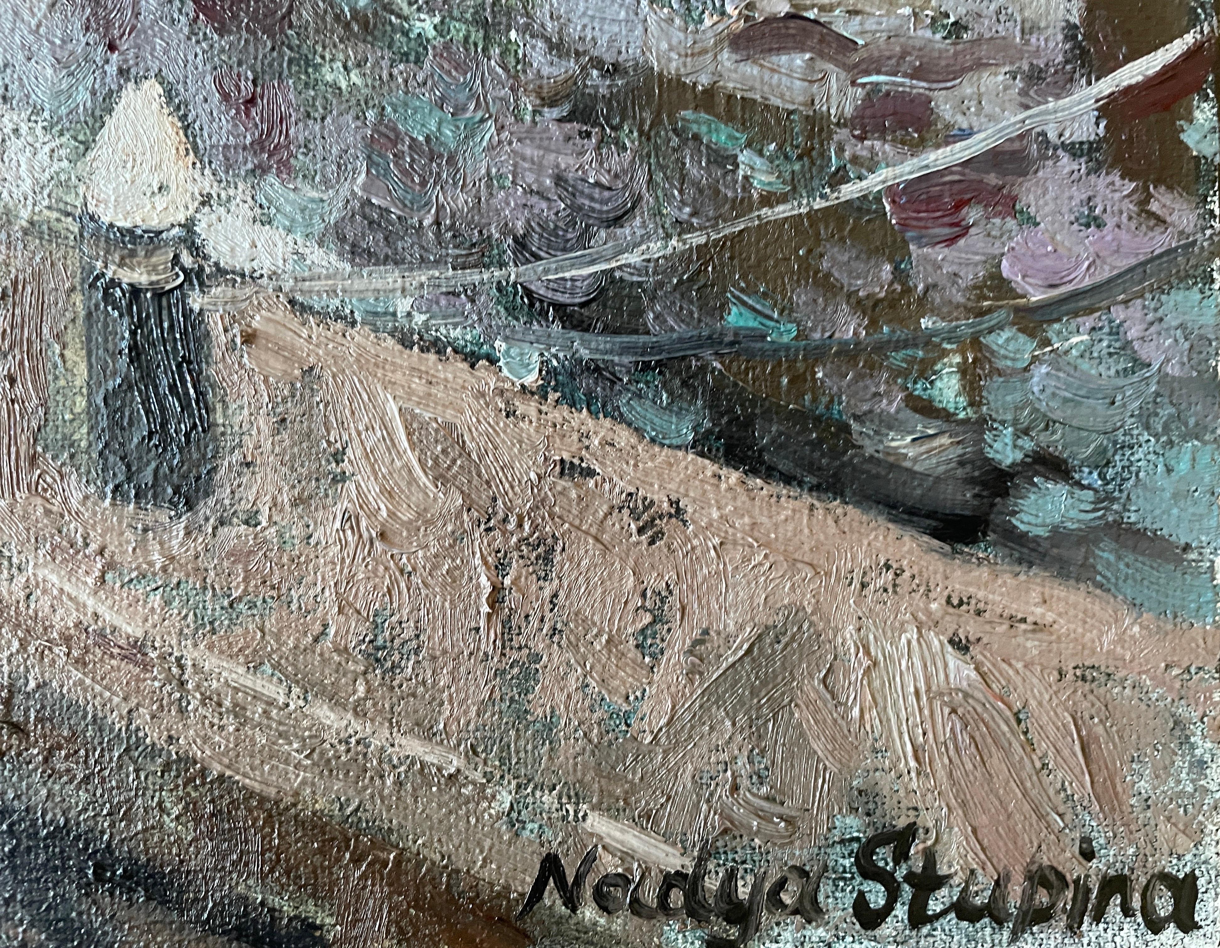 En el puerto de Kristiansund - Painting de Nadezda Stupina