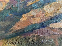 "En los cálidos rayos del sol" X-Grande paisaje impresionista .Impasto. Aceite.