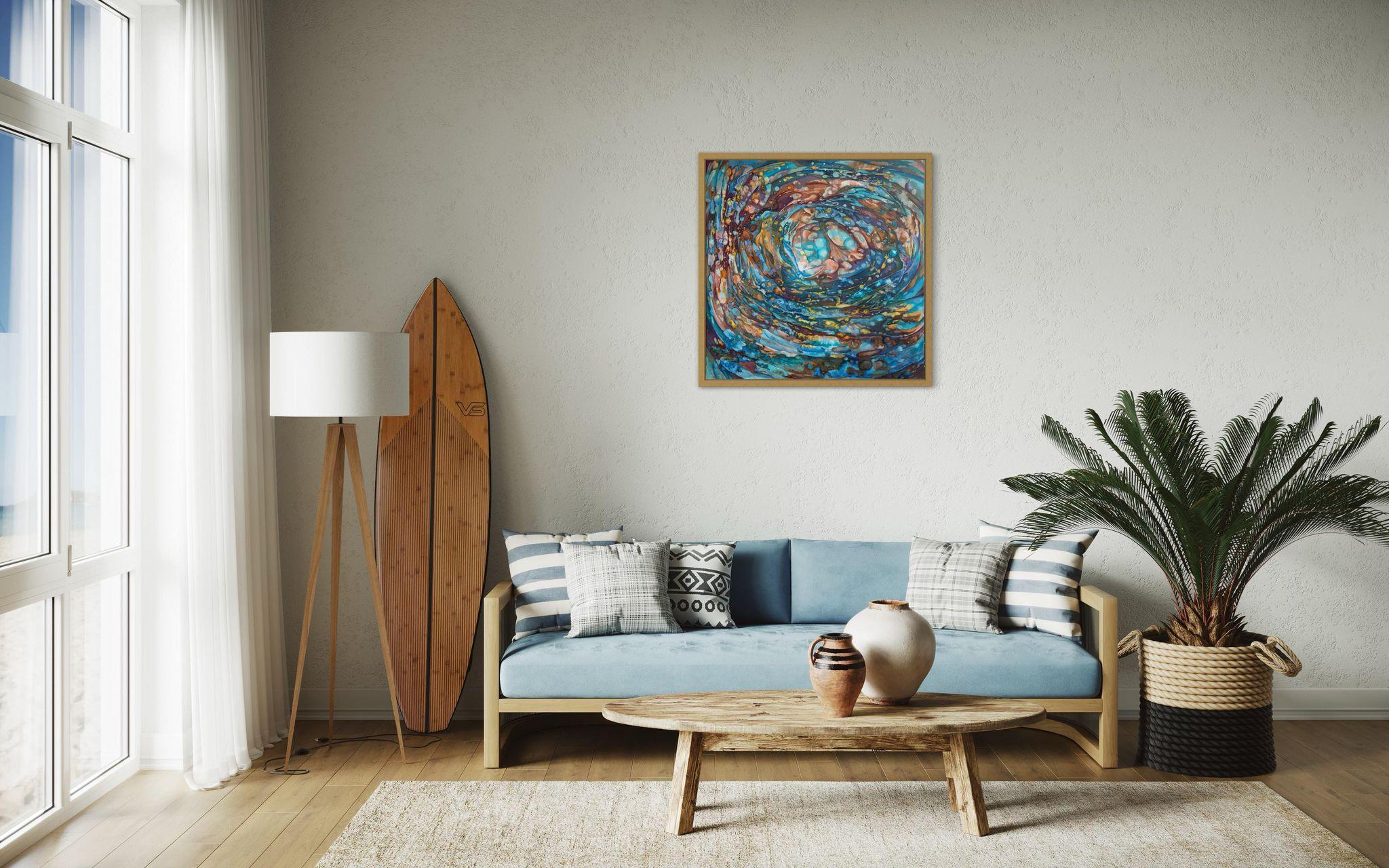 In this painting, I've swirled together acrylics, oils, and ink to capture the mesmerizing chaos and fluidity of emotions. The colors twist and turn, symbolizing life's unpredictable journey, inviting viewers to ponder their own pathways and the