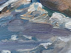 "Últimas nieves en Drøbak" Paisaje impresionista cuadrado. Óleo original