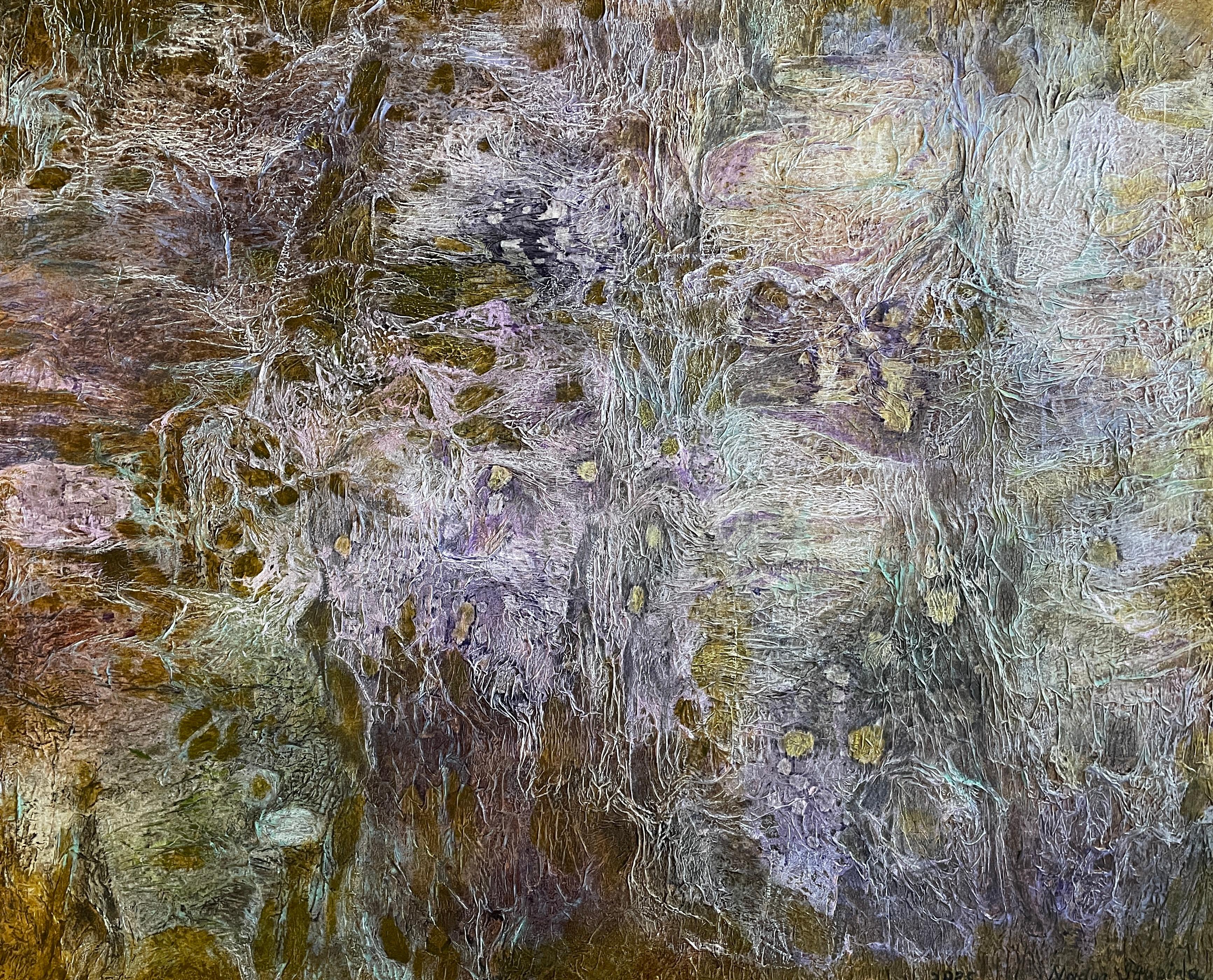 Abstract Painting di Nadezda Stupina - "Arazzo di luce" Pittura astratta originale e unica. Grande . Orizzontale. Volume.