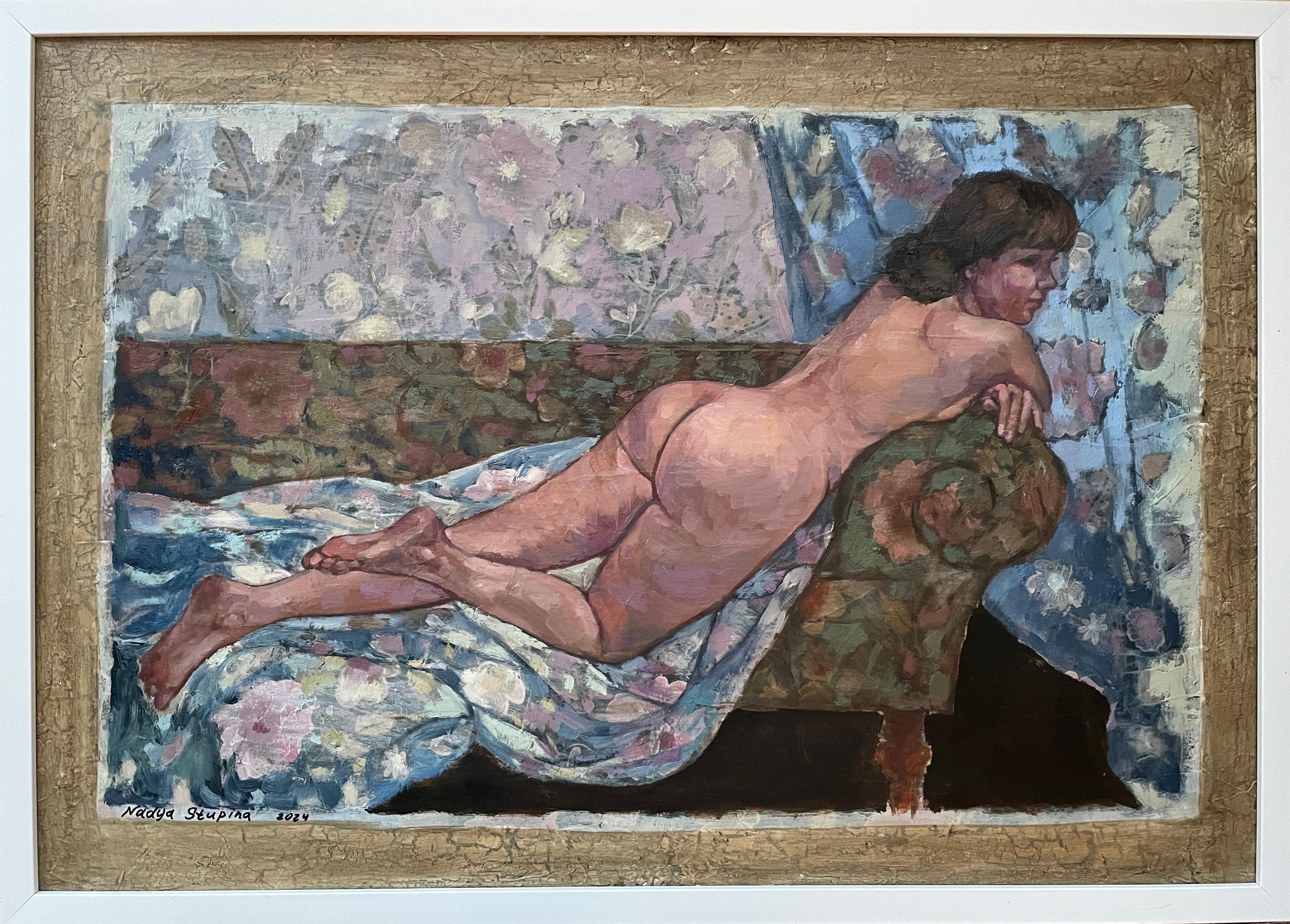 Lying Julia Nude . Peinture à l
huile originale. Les nus sur tous les supports