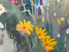 L'île magique Paysage gouache sur papier . botaniques, plantes, fleurs Vert.