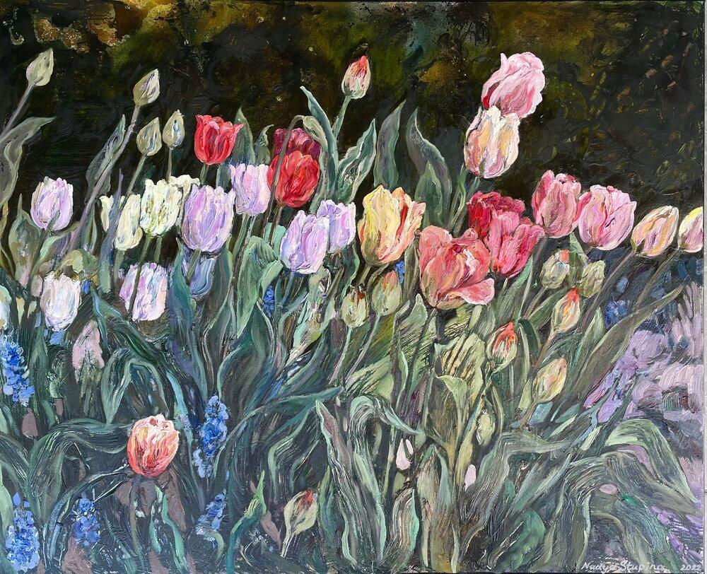 Nadezda Stupina Landscape Painting - May tulips
