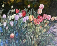 "Tulipani di maggio" Quadro floreale impressionista di grandi dimensioni