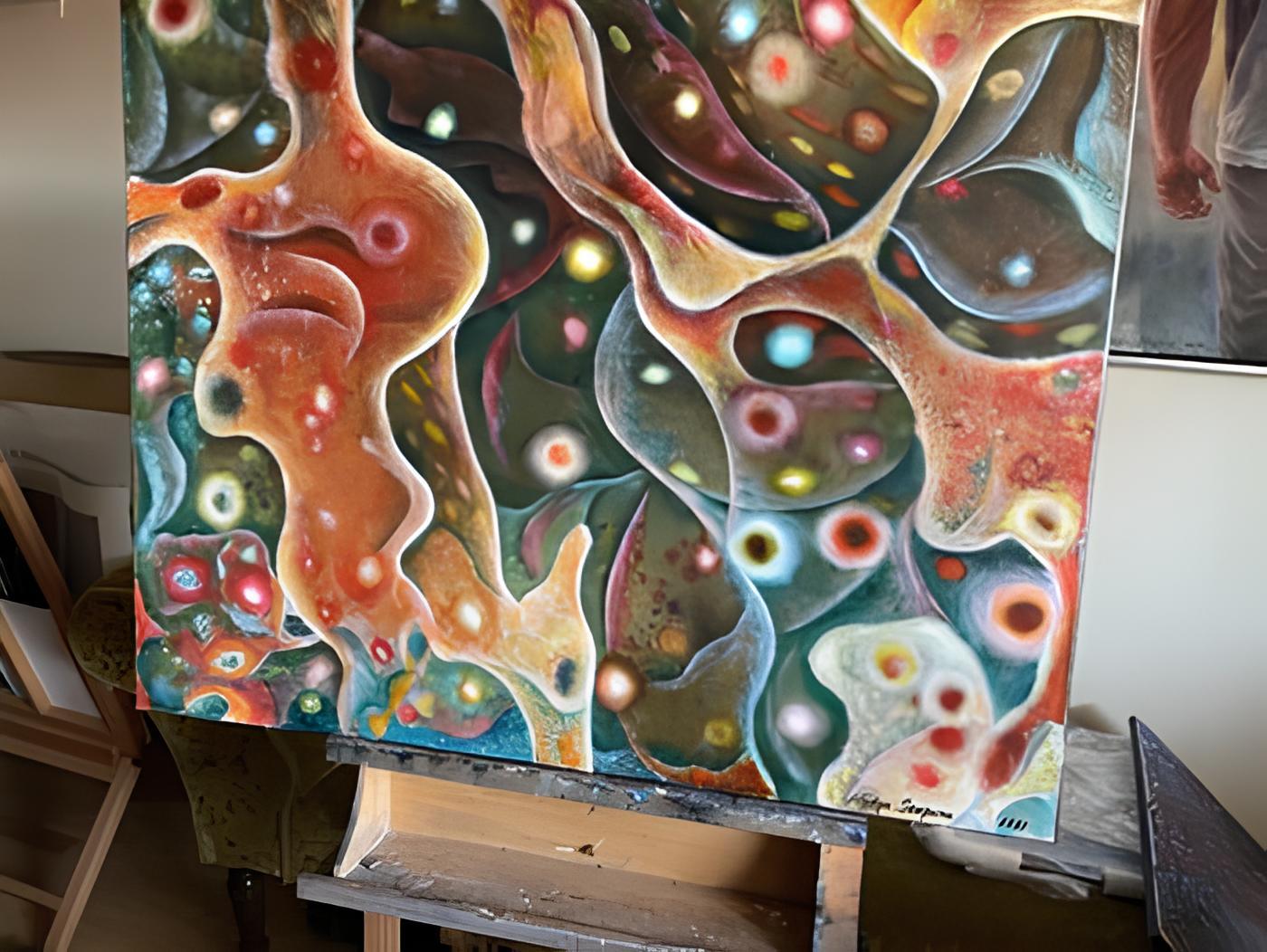 The Micro&Macro series is an abstract and semi-abstract works where the main focus is on form , energy expressed through form, movement  and color. Another world what is it ? It can be space ,it can be trace elements under a microscope , it is