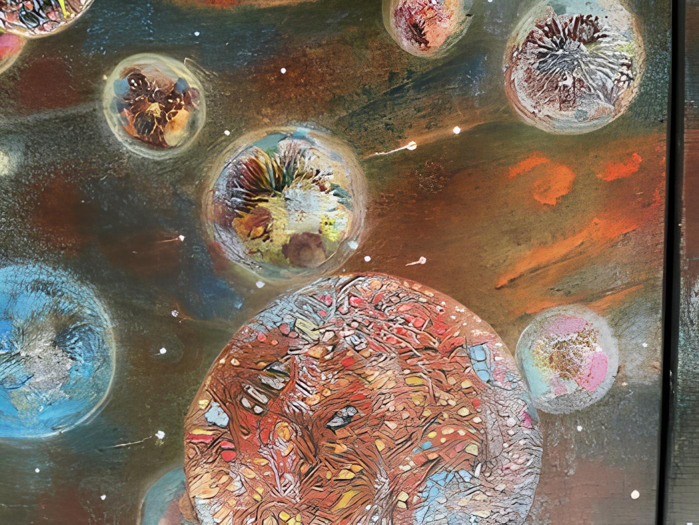 Mikro&Makro. Parade der Planeten. (Schwarz), Abstract Painting, von Nadezda Stupina