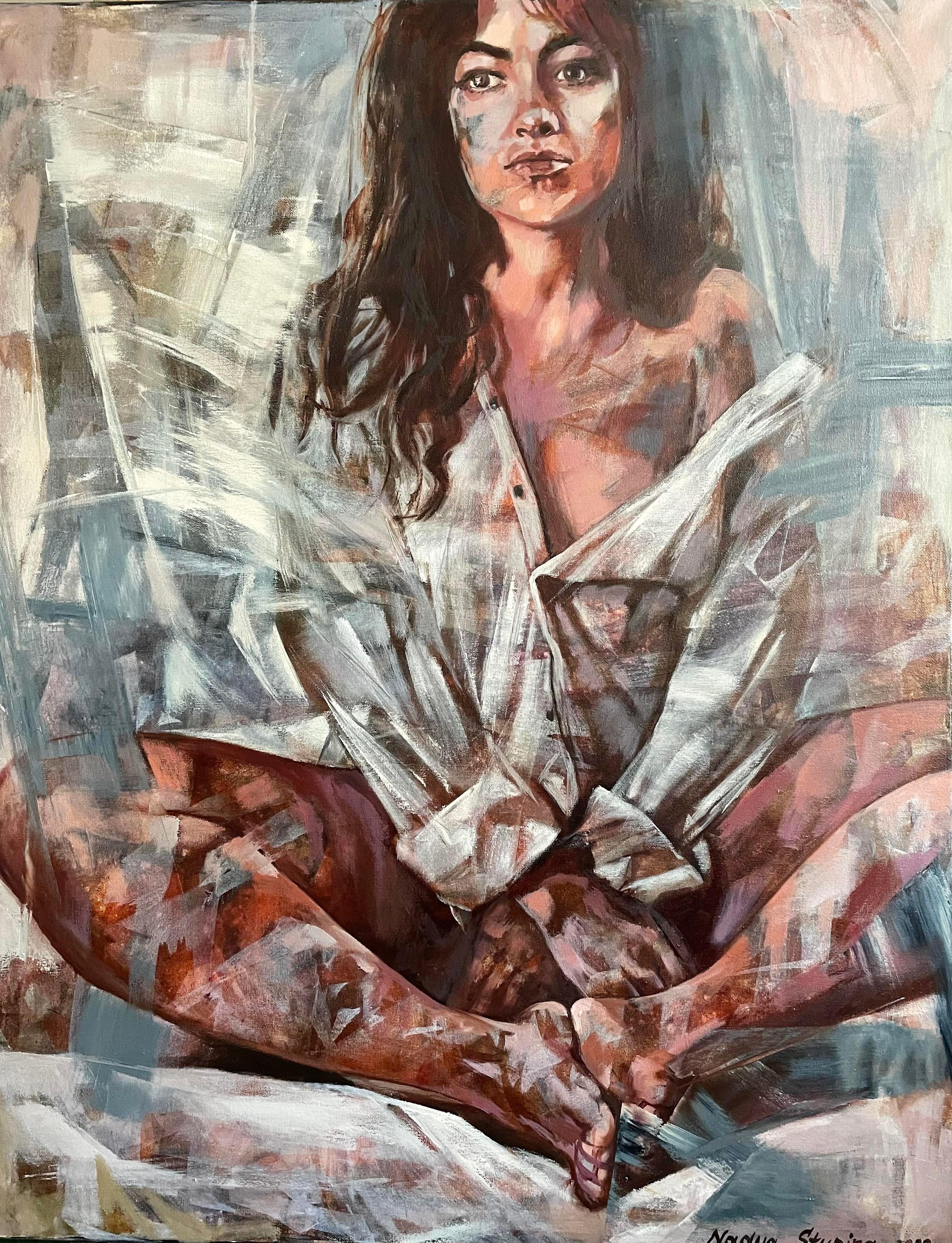 Nadezda Stupina Portrait Painting - "Morning"  Contemporary oil painting . Female figure