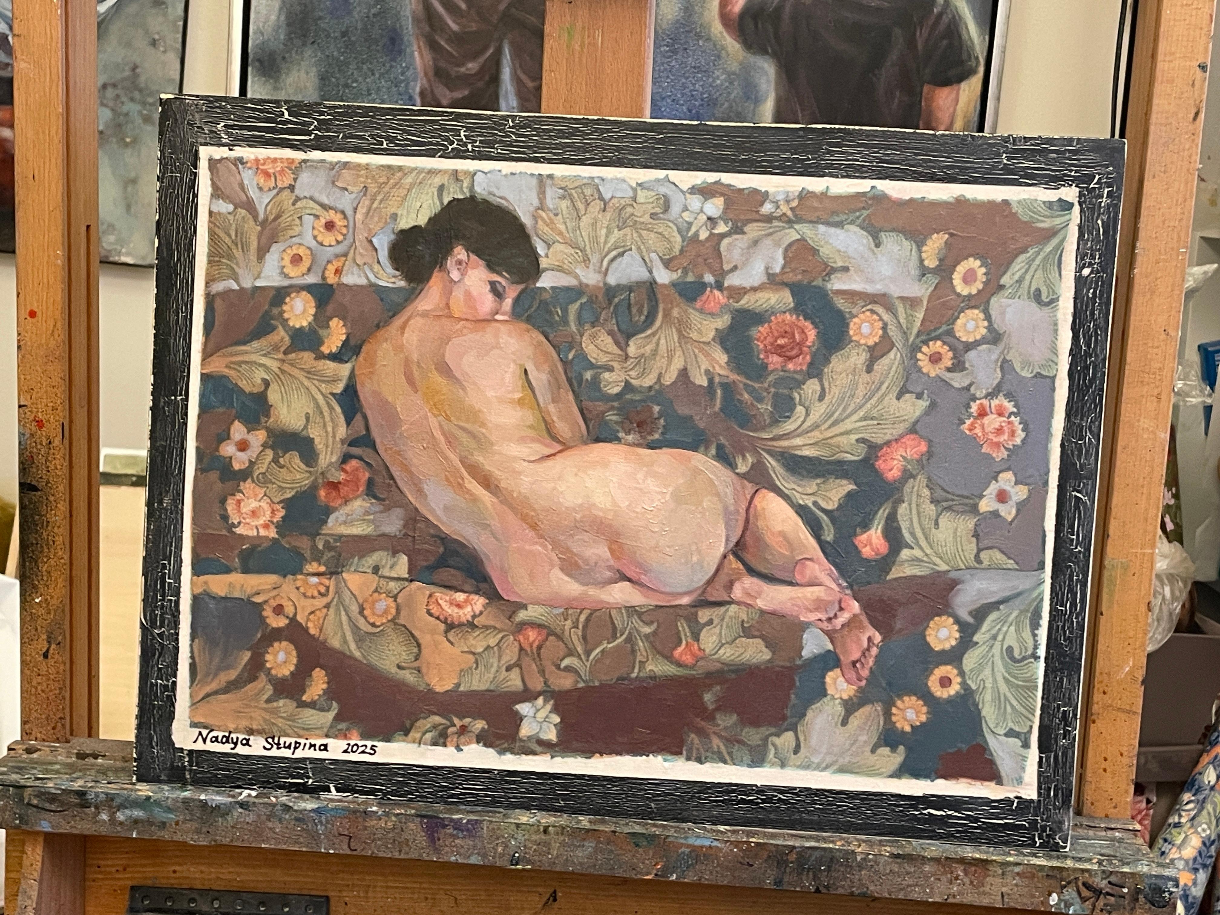 “Morris’s lover 7 “ Horizontal figurative oil painting . Nude . Vintage . For Sale 7