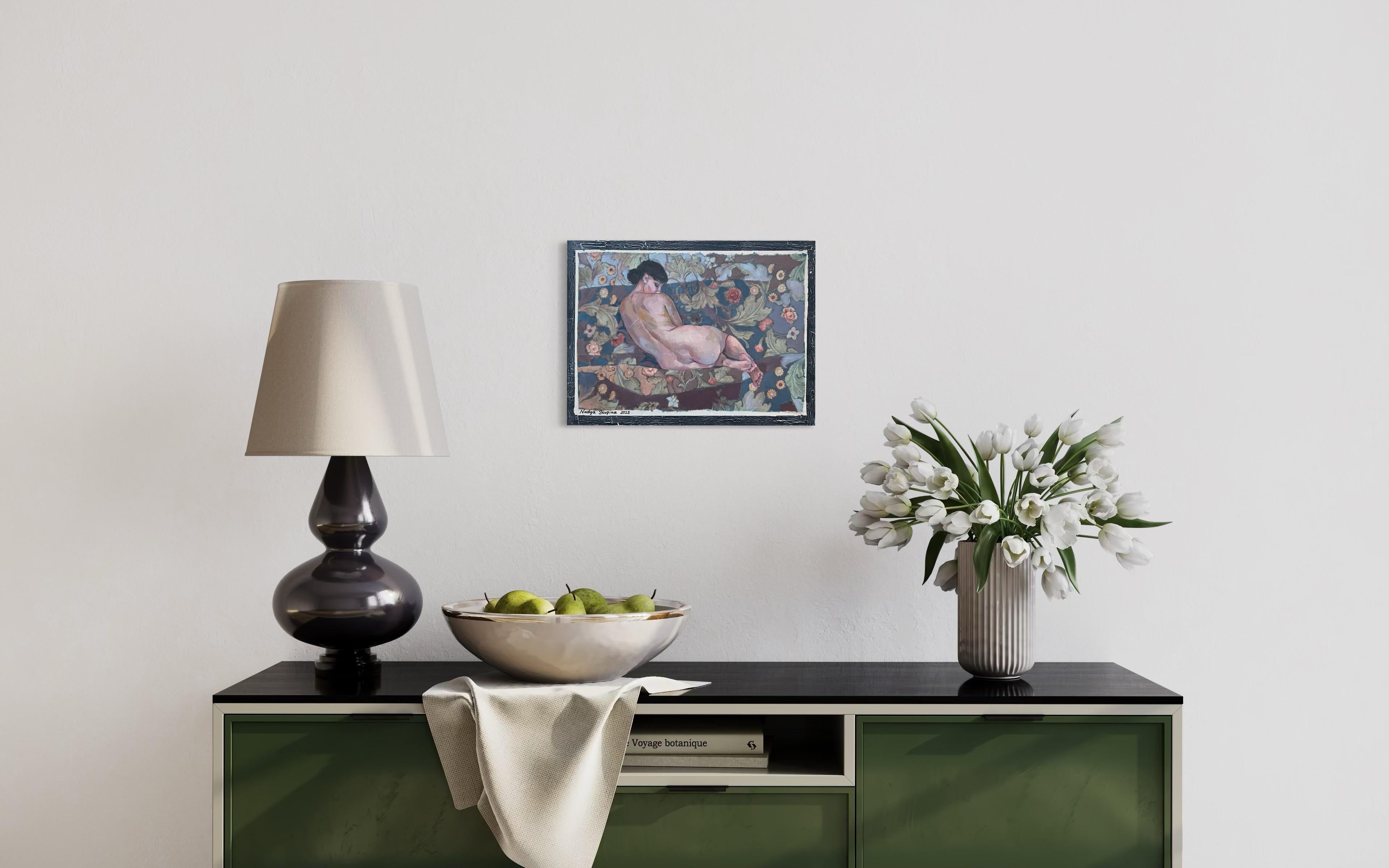 “Morris’s lover 7 “ Horizontal figurative oil painting . Nude . Vintage . For Sale 1