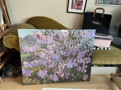 "Mountain bloom" Large impressionistic floral  oil painting .Landscape