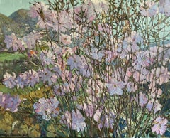 "Mountain bloom" Large impressionistic floral  oil painting .Landscape