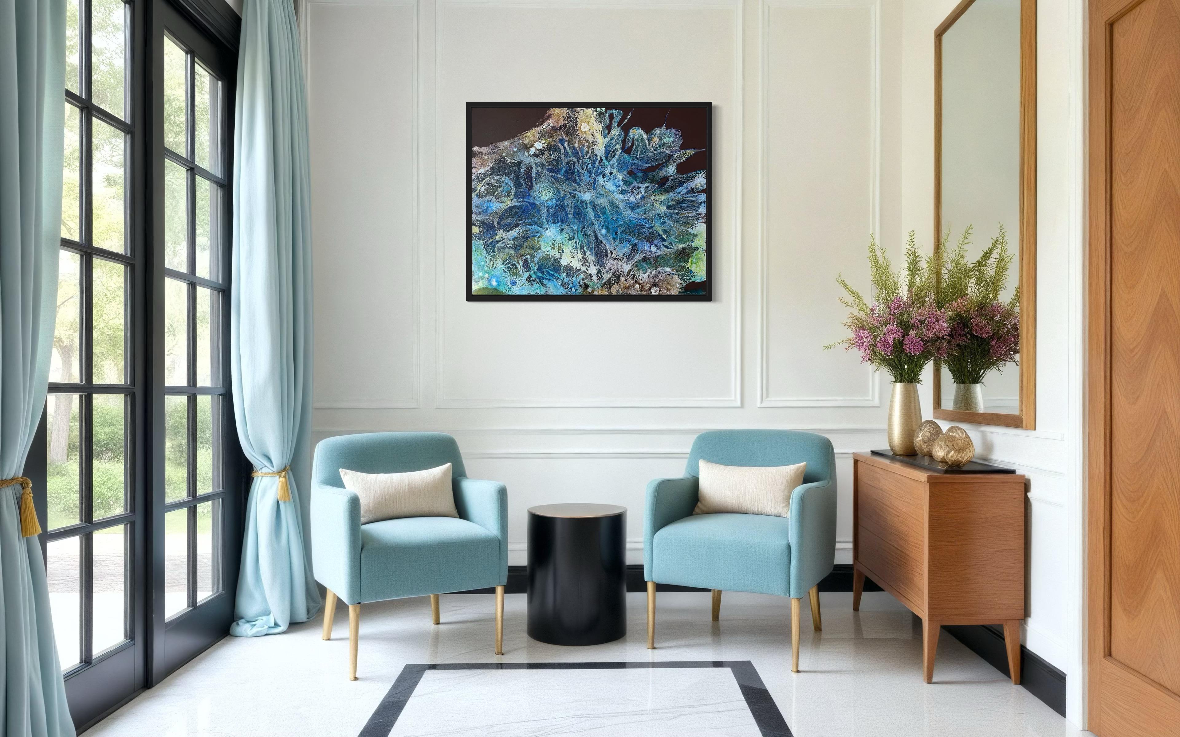 “Movement of the universe” Abstract large painting. Structure.Horizontal. For Sale 8