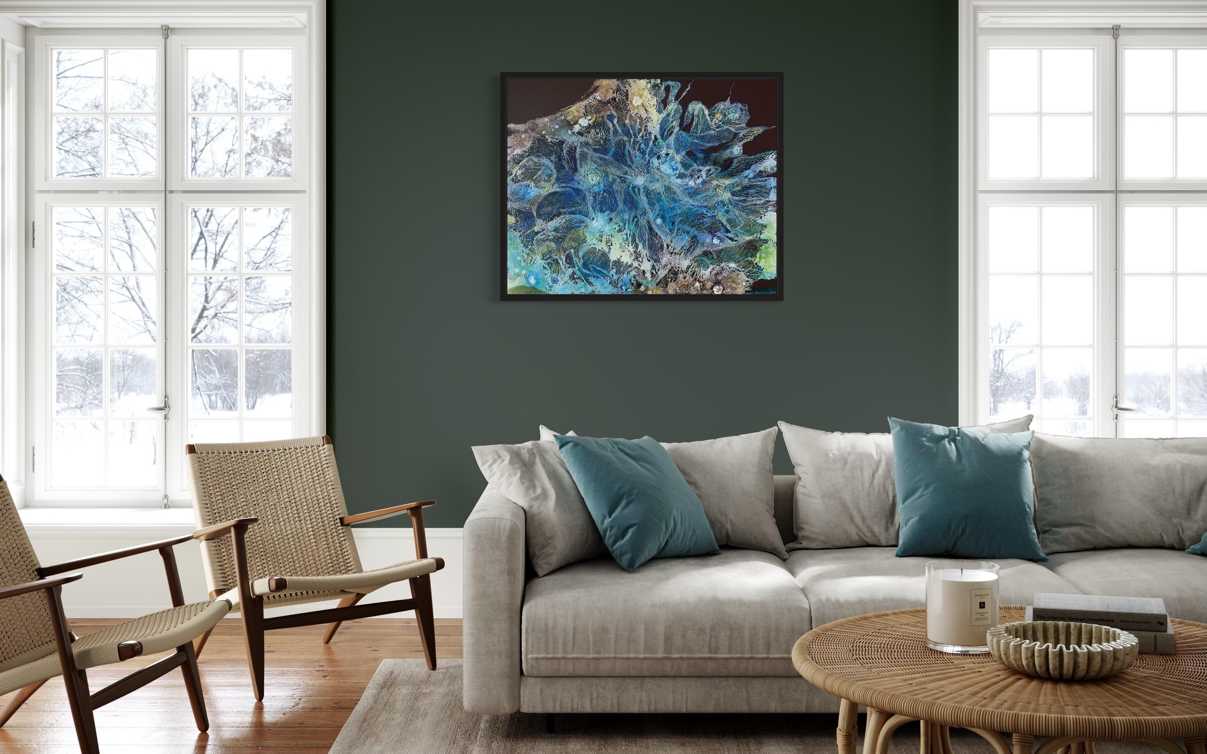 “Movement of the universe” Abstract large painting. Structure.Horizontal. For Sale 9