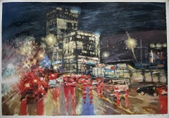 "Night movement" Original modern landscape. Large  oil painting
