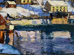 "North. At the foot of the high mountains." Original  impressionistic landscape