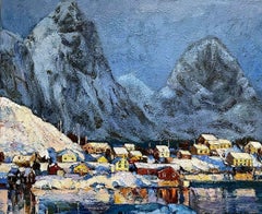 "North. At the foot of the high mountains." Original  impressionistic landscape