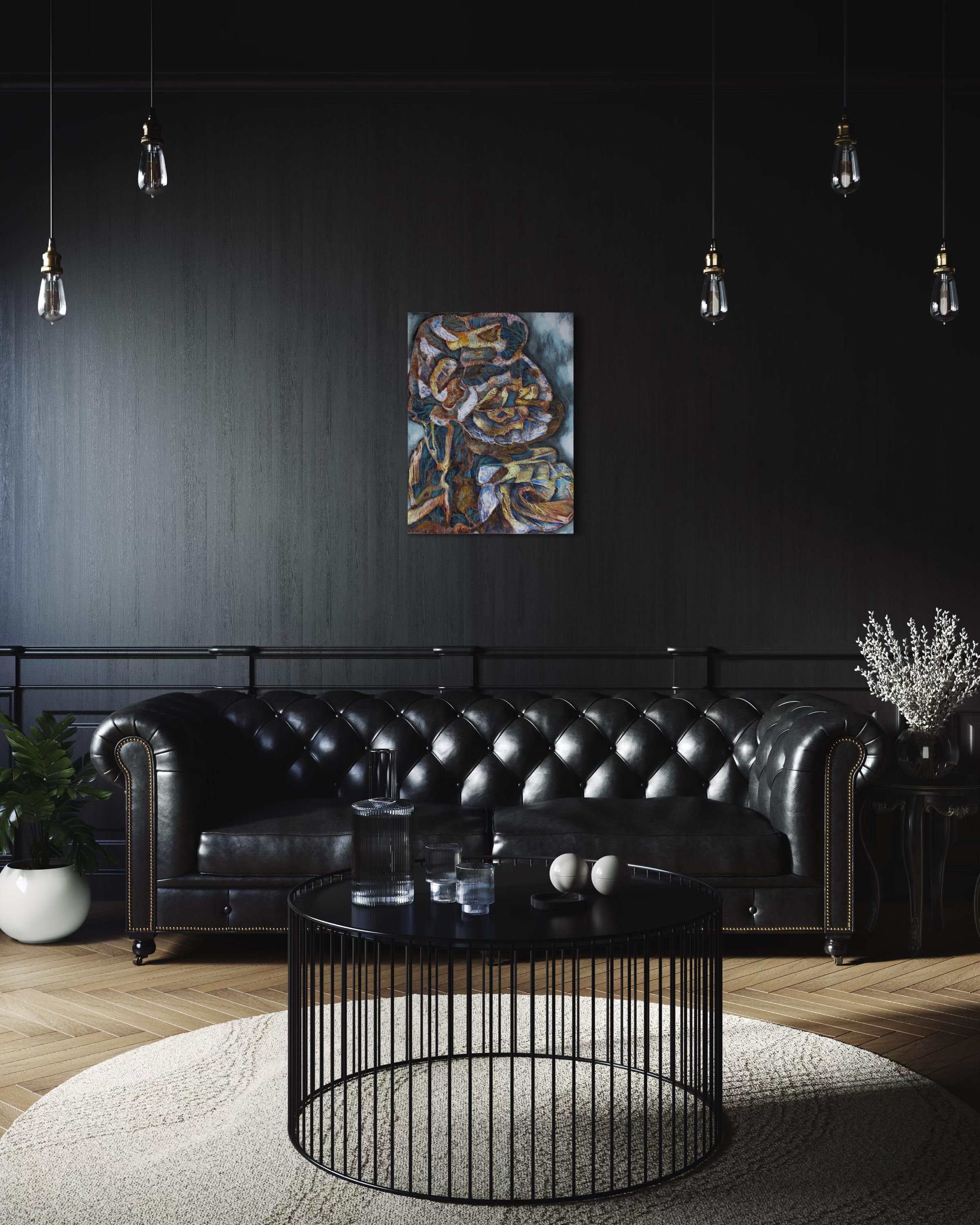„Northern legends.Awakening“ Original abstrakte [Gemälde . Senkrecht  Impasto. im Angebot 5