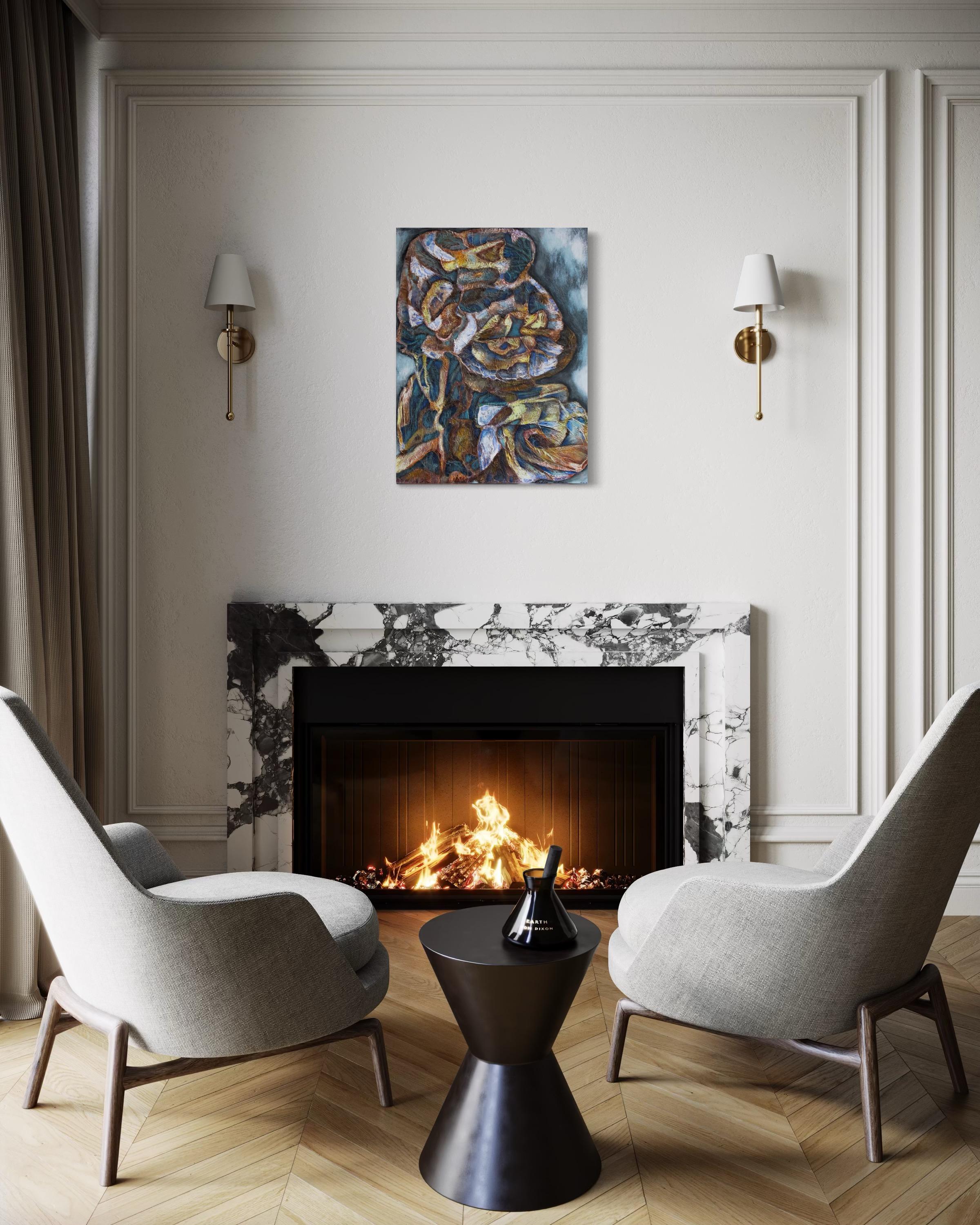 „Northern legends.Awakening“ Original abstrakte [Gemälde . Senkrecht  Impasto. im Angebot 6