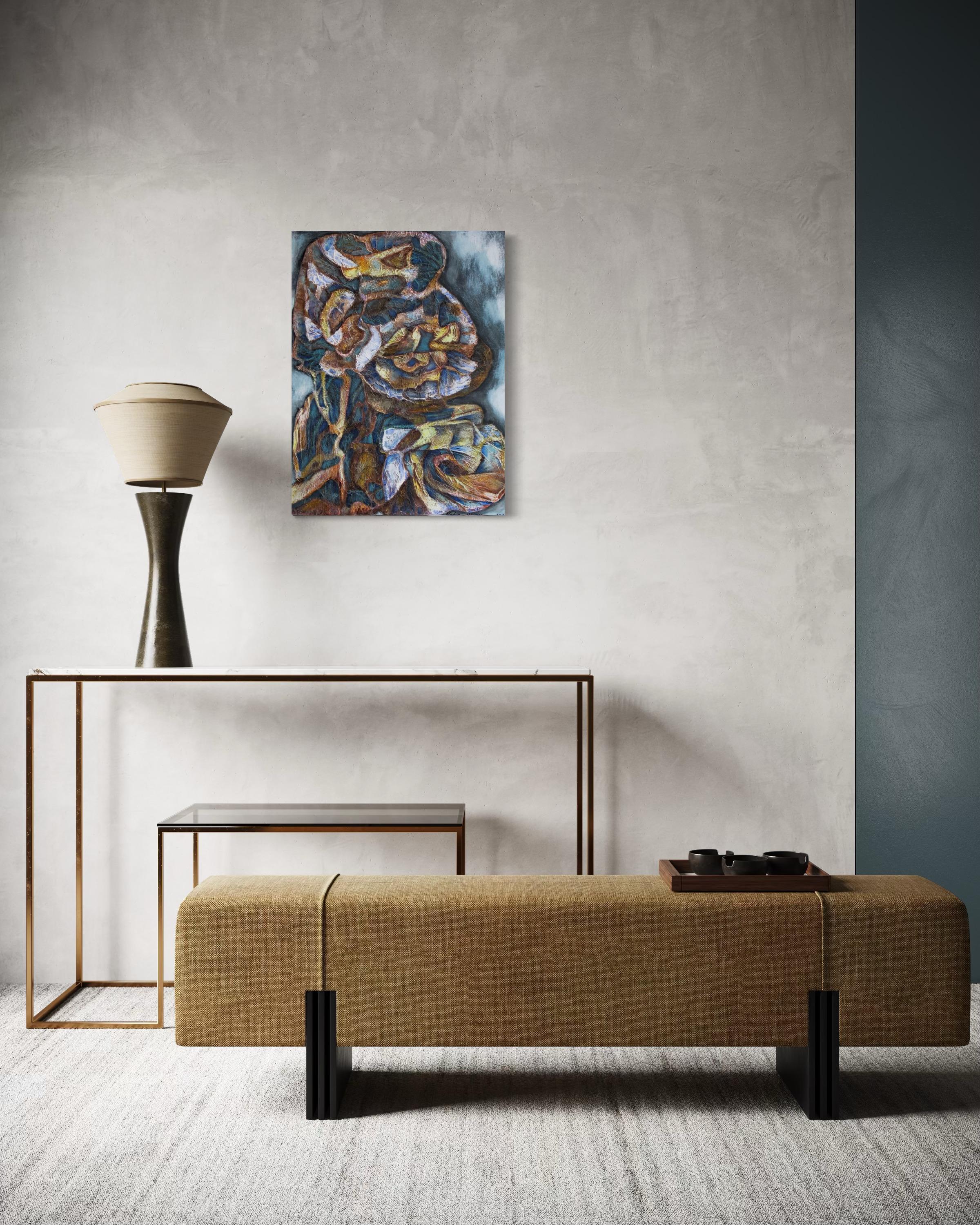 „Northern legends.Awakening“ Original abstrakte [Gemälde . Senkrecht  Impasto. im Angebot 1