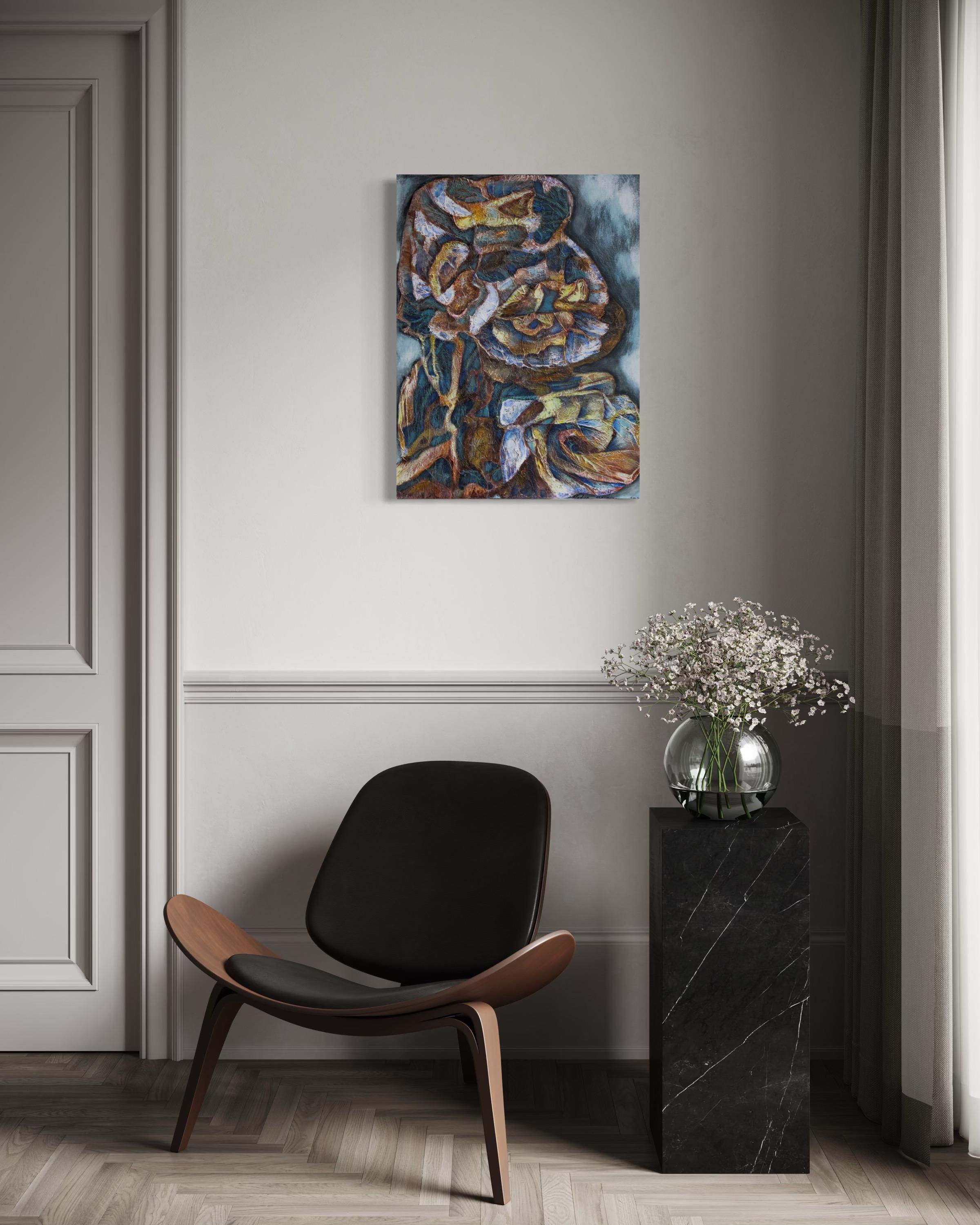 „Northern legends.Awakening“ Original abstrakte [Gemälde . Senkrecht  Impasto. im Angebot 2