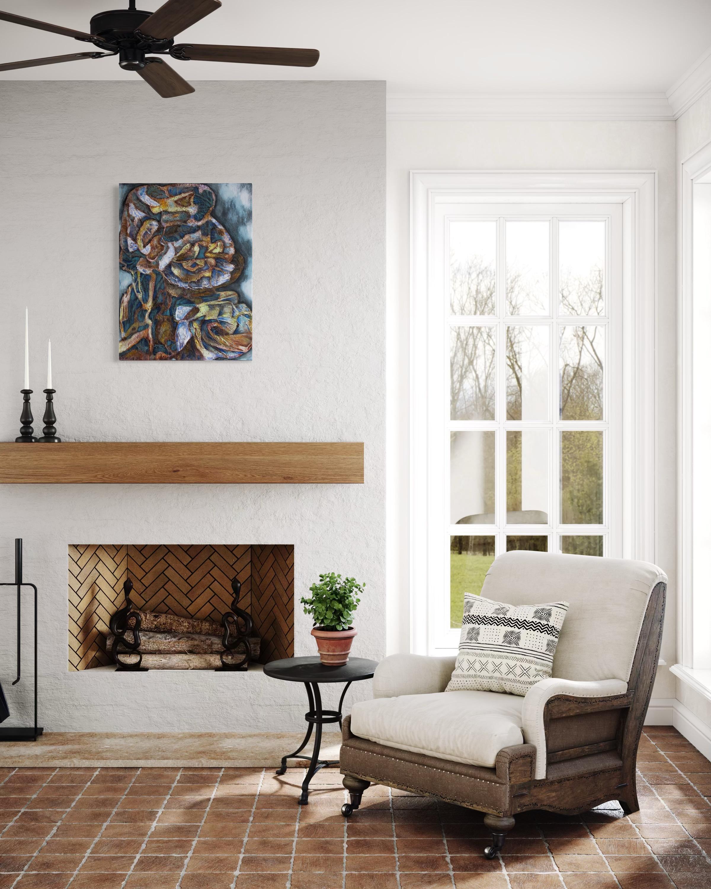 „Northern legends.Awakening“ Original abstrakte [Gemälde . Senkrecht  Impasto. im Angebot 3