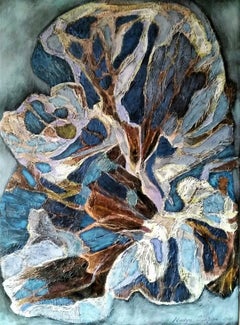 "Leggende del Nord. Fine dell'inverno". Pittura astratta originale. Verticale. Impasto