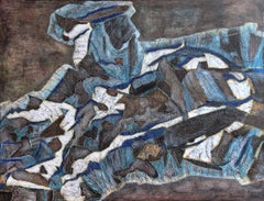 "Northern legends.Pursuit." Original abstract  large painting . Horizontal