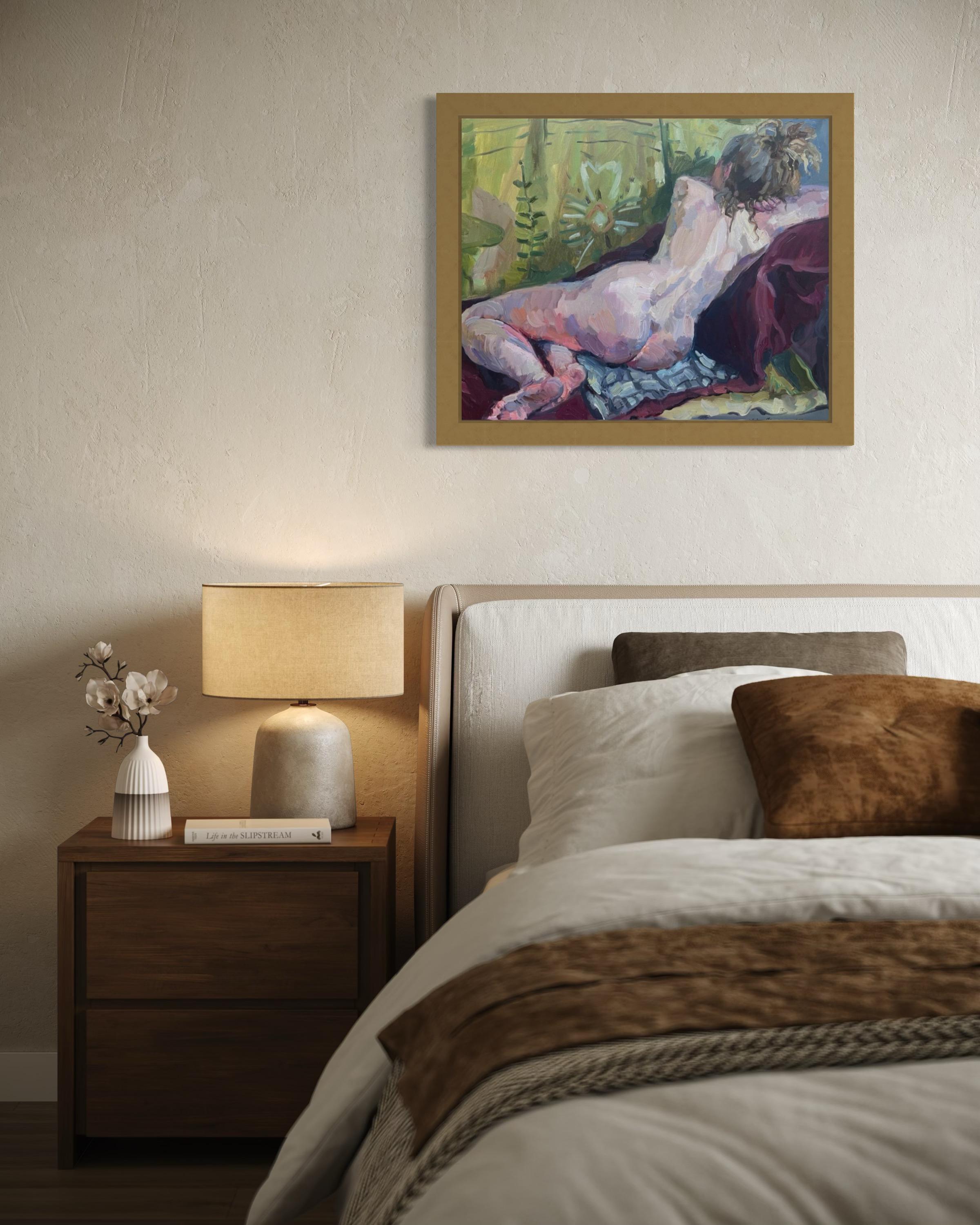 « Modèle nu » Étude figurative impressionniste. Huile sur toile en vente 8