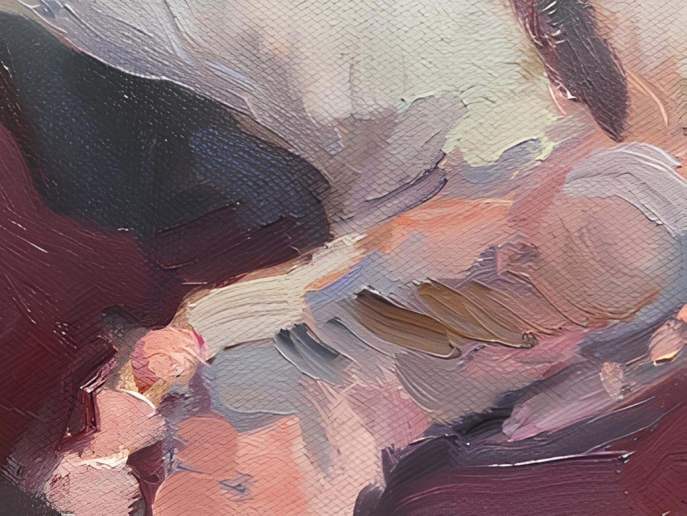 « Modèle nu » Étude figurative impressionniste. Huile sur toile - Gris Nude Painting par Nadezda Stupina