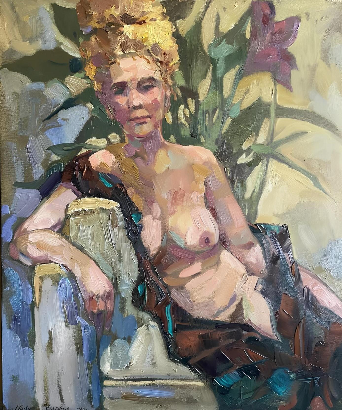 Nude Painting di Nadezda Stupina - "Modella nuda" Quadro figurativo originale. Olio su tela