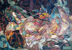 "Nude.Julia." Contemporary. Semi-abstract  oil painting . Female body . Large