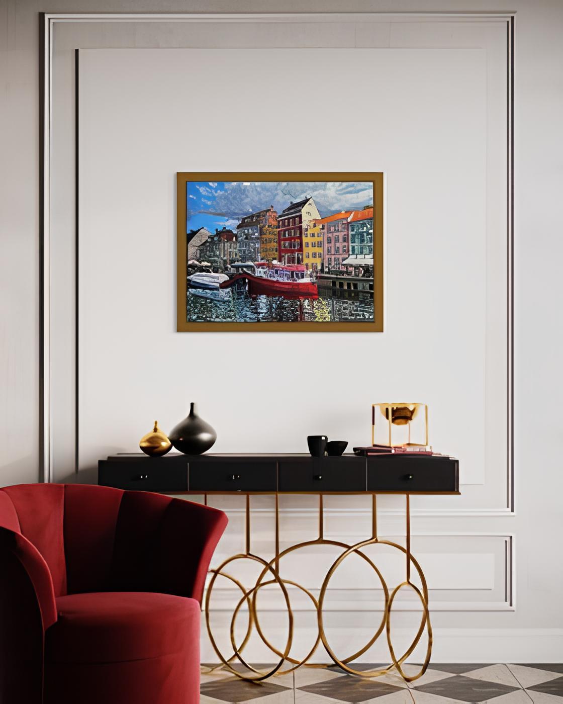 Nyhavn.Red ship . For Sale 1