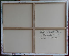 "Old garden" Impressionistic landscape. Large horizontal oil painting