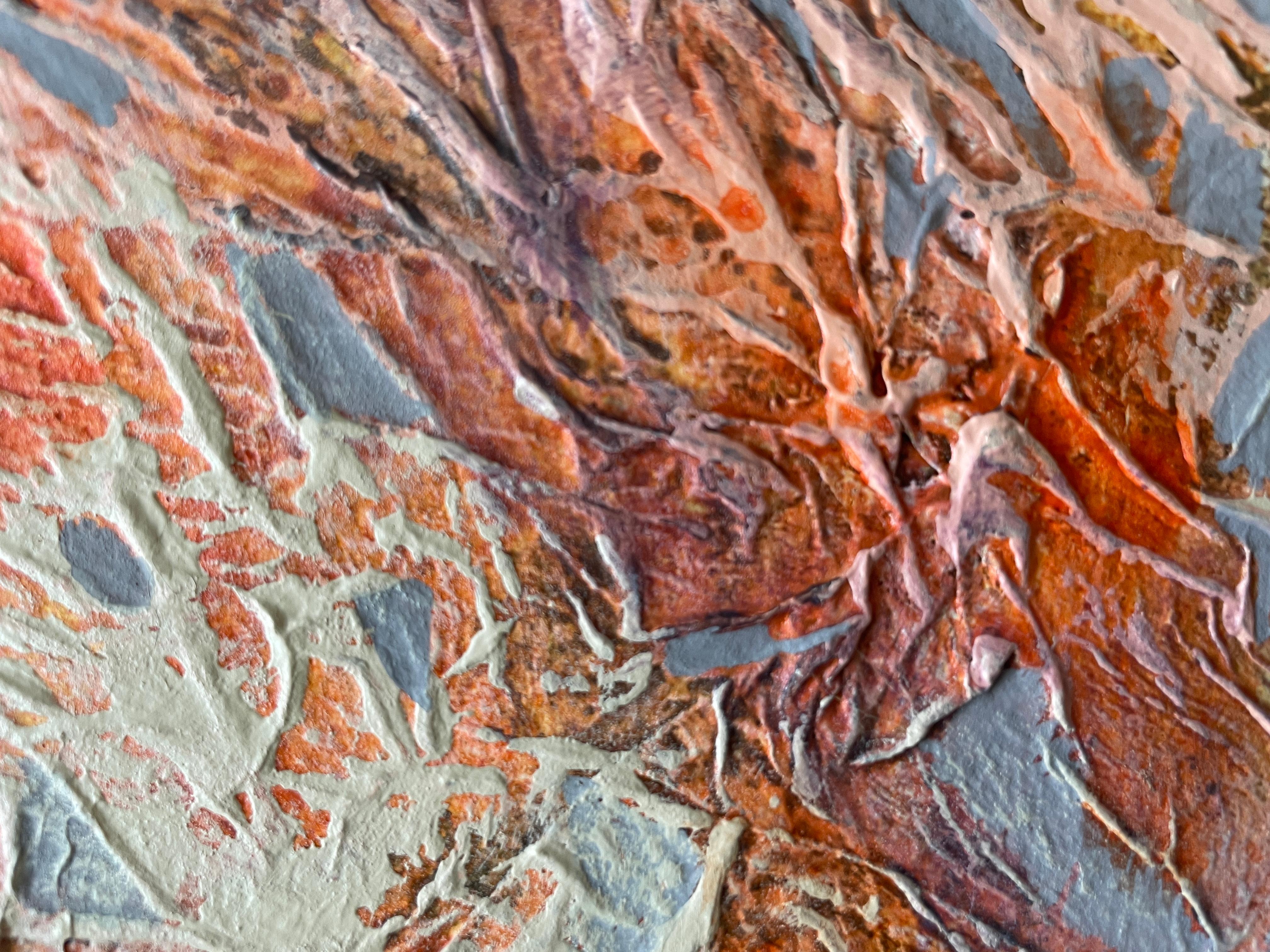 «Orange abstraction» Original Large painting. Vertical horizontal  structure For Sale 5