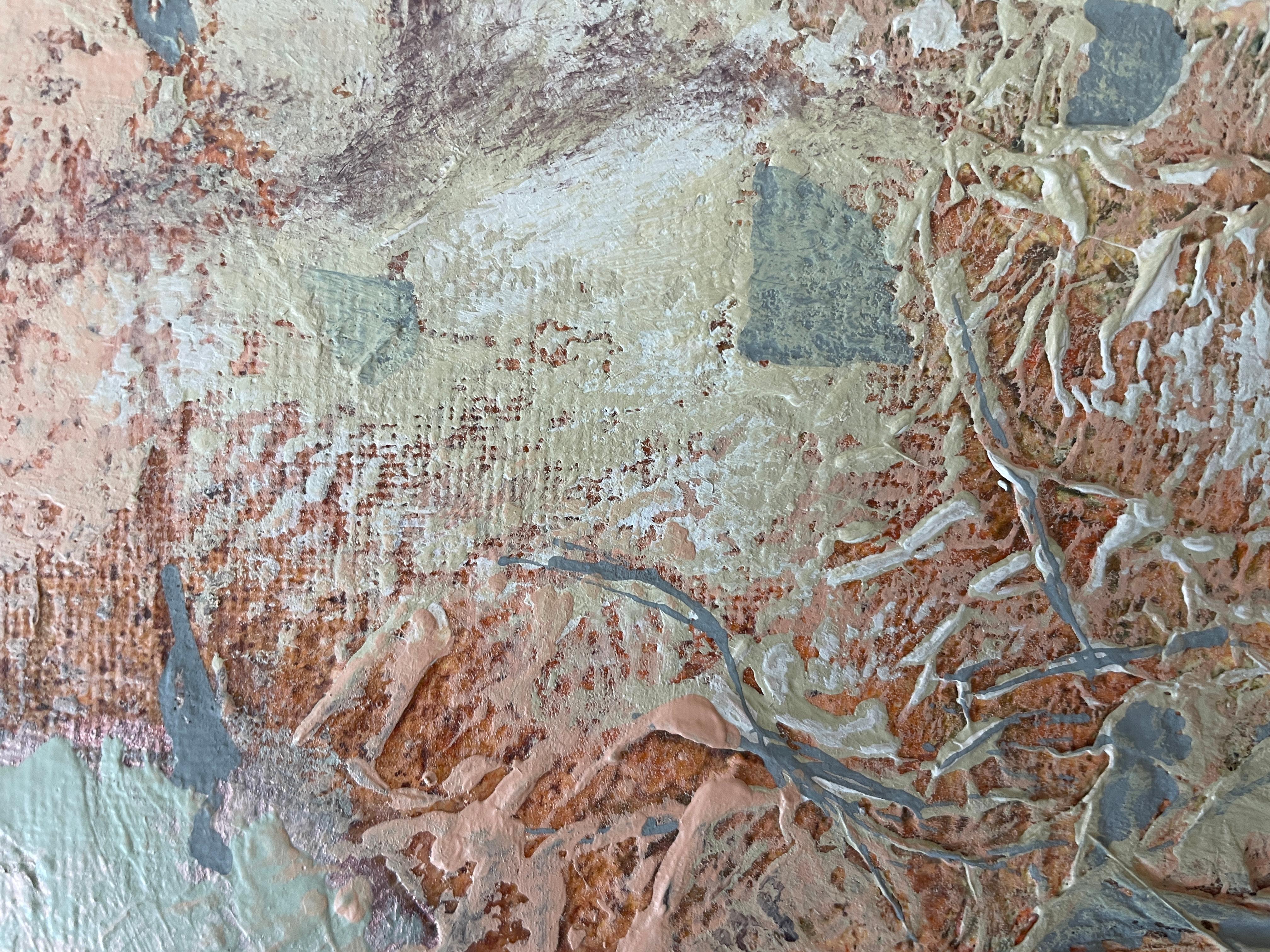 «Orange abstraction» Original Large painting. Vertical horizontal  structure For Sale 6