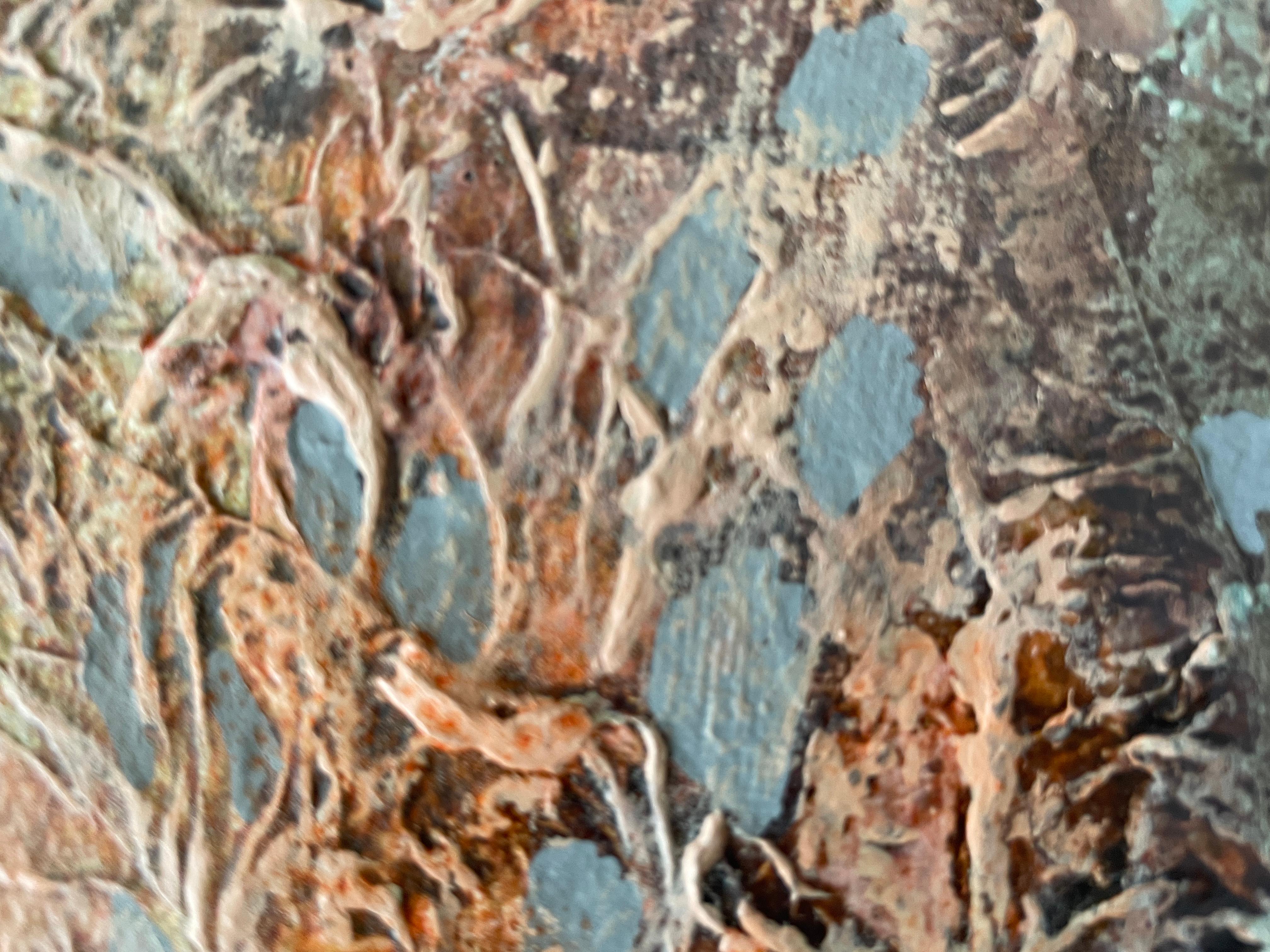«Orange abstraction» Original Large painting. Vertical horizontal  structure For Sale 7