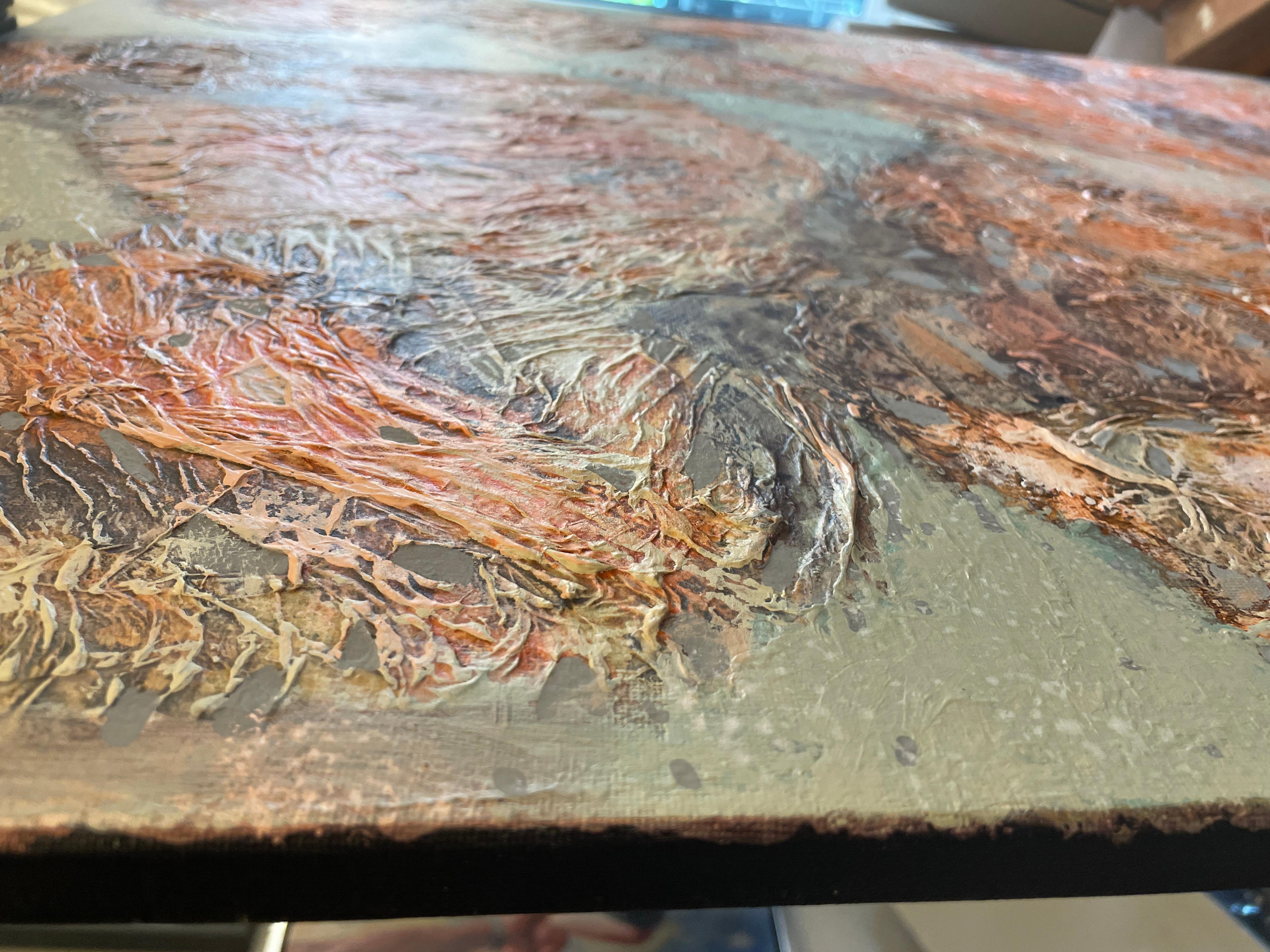 «Orange abstraction» Original Large painting. Vertical horizontal  structure For Sale 1