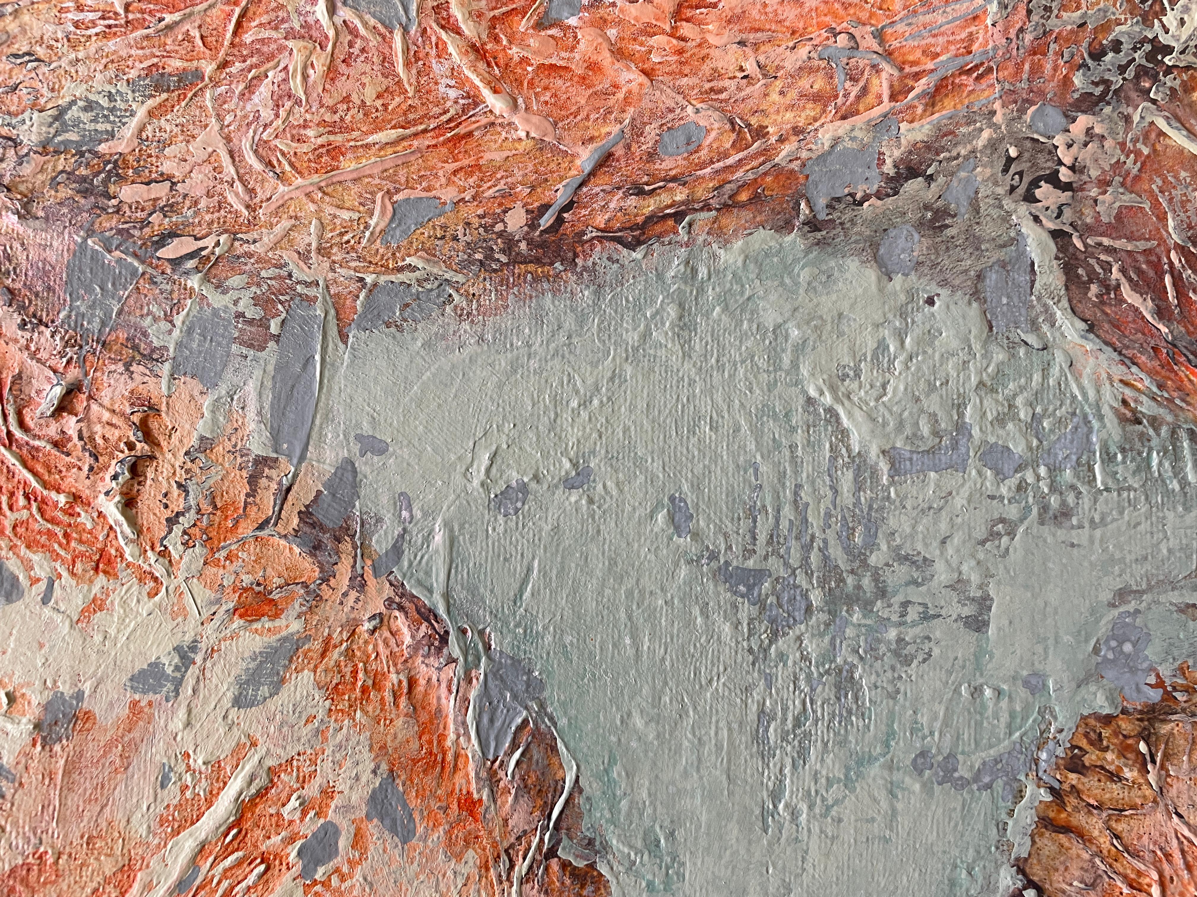 «Orange abstraction» Original Large painting. Vertical horizontal  structure For Sale 3