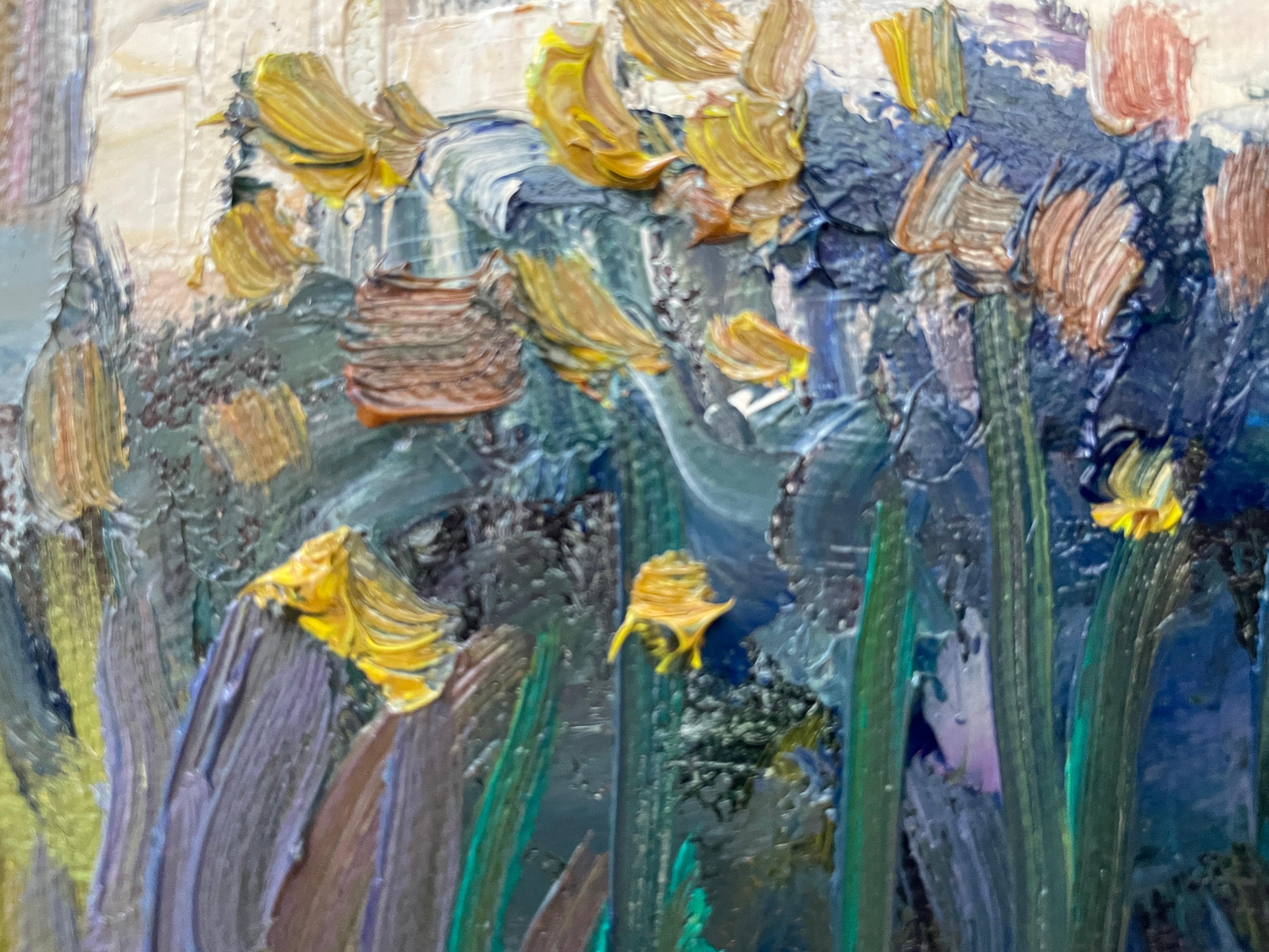 “Overgrown pond” Originan impressionistic landscape. Horizontal . Plain air For Sale 2