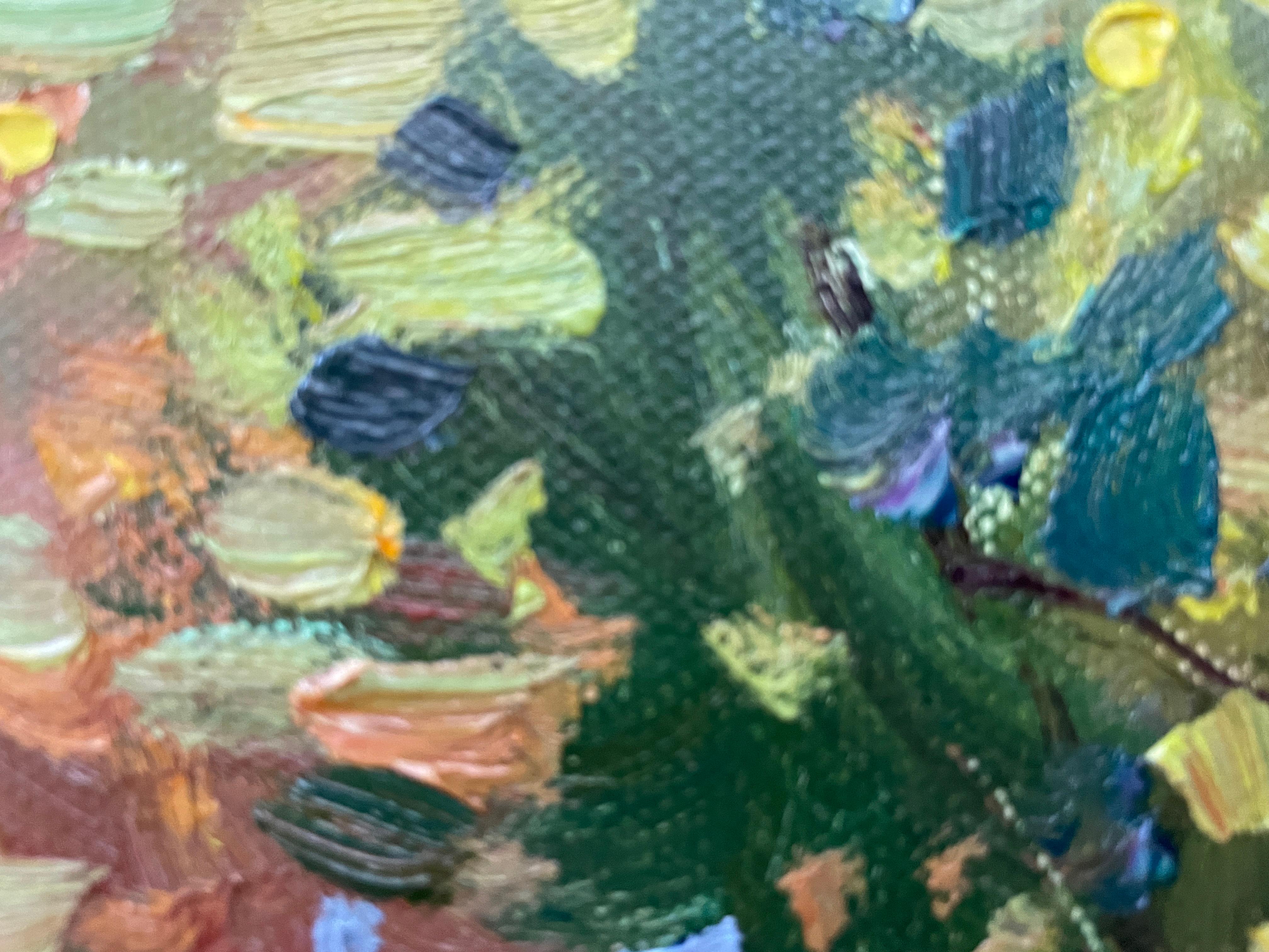 “Overgrown pond” Originan impressionistic landscape. Horizontal . Plain air For Sale 3