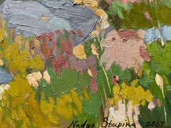 “Picturesque shore of the fjord” Original  impressionistic landscape. Impasto