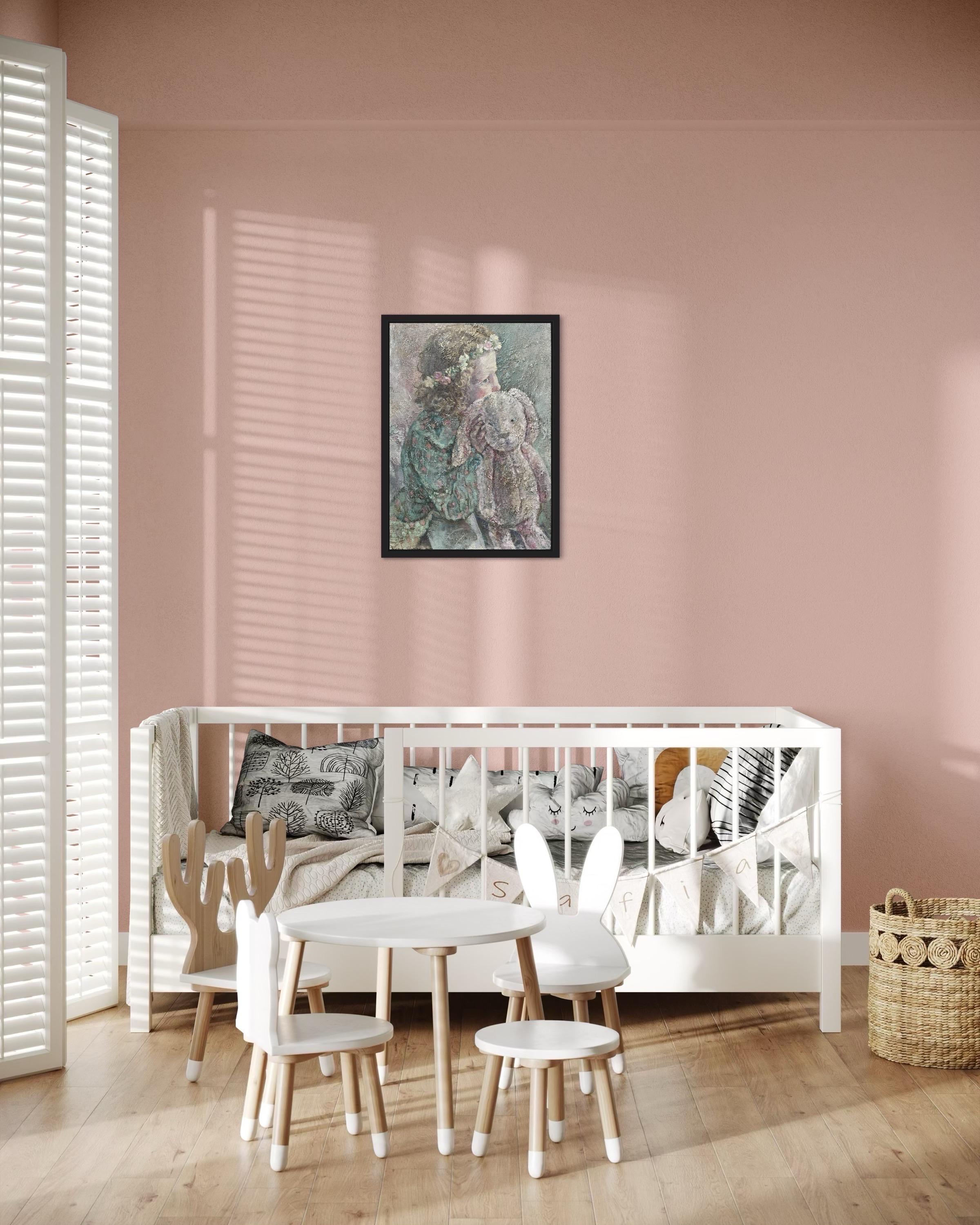 Coniglietto rosa - Portrait Painting Marrone di Nadezda Stupina
